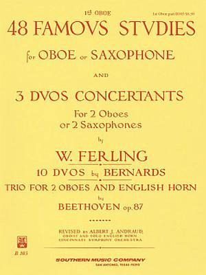 48 Famous Studies, (1st and 3rd Part): Oboe - Melodious Etudes with Oboe and Saxophone Sheet Music - Oboe and Saxophone Duet Book with 3 Duos Concertants