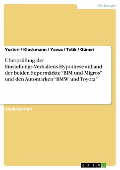 Überprüfung der Einstellungs-Verhaltens-Hypothese anhand der beiden Supermärkte “BIM und Migros” und den Automarken “BMW und Toyota” (eBook, PDF) - Yurteri; Klockmann; Yavuz; Tetik; Güneri
