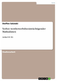 Verbot wettbewerbsbeeinträchtigender Maßnahmen (eBook, PDF) - Salutzki, Steffen