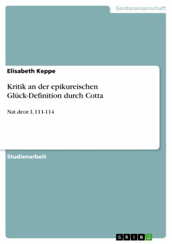Kritik an der epikureischen Glück-Definition durch Cotta (eBook, PDF)