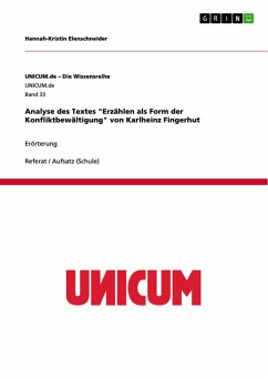 Analyse des Textes "Erzählen als Form der Konfliktbewältigung" von Karlheinz Fingerhut (eBook, PDF)