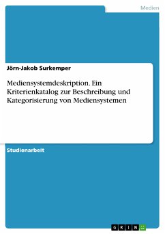 Mediensystemdeskription. Ein Kriterienkatalog zur Beschreibung und Kategorisierung von Mediensystemen (eBook, PDF) - Surkemper, Jörn-Jakob