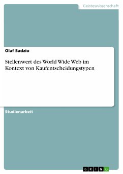 Stellenwert des World Wide Web im Kontext von Kaufentscheidungstypen (eBook, PDF) - Sadzio, Olaf