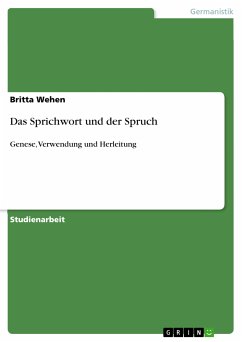Das Sprichwort und der Spruch (eBook, PDF) - Wehen, Britta