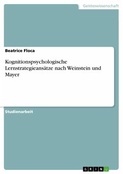 Kognitionspsychologische Lernstrategieansätze nach Weinstein und Mayer (eBook, PDF)