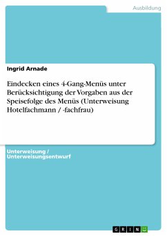 Eindecken eines 4-Gang-Menüs unter Berücksichtigung der Vorgaben aus der Speisefolge des Menüs (Unterweisung Hotelfachmann / -fachfrau) (eBook, PDF)