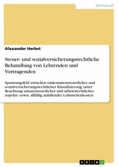 Steuer- und sozialversicherungsrechtliche Behandlung von Lehrenden und Vortragenden (eBook, PDF)