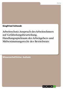 Arbeitsschutz. Anspruch des Arbeitnehmers auf Gefährdungsbeurteilung, Handlungsspielraum des Arbeitgebers und Mitbestimmungsrecht des Betriebsrats (eBook, PDF)