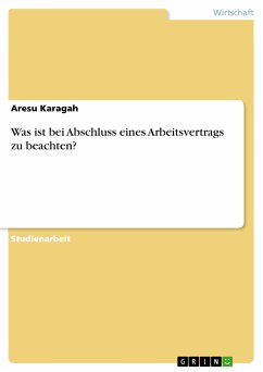 Was ist bei Abschluss eines Arbeitsvertrags zu beachten? (eBook, PDF) - Karagah, Aresu