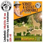 Corvus A600580 - Kids-at-Work, Wildtiere 1-Groß (Elefant/Nashorn/Giraffe), Schnitz- & Gestalt-Lindenholz A5/30mm