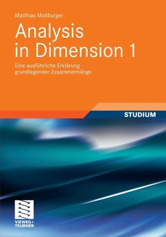 Analysis in Dimension 1 (eBook, PDF) - Moßburger, Matthias