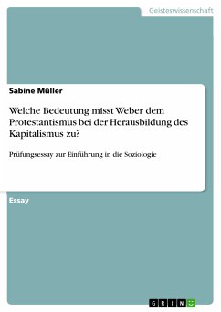 Welche Bedeutung misst Weber dem Protestantismus bei der Herausbildung des Kapitalismus zu? (eBook, PDF)