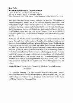 Sozialkapitalbildung in Organisationen (eBook, PDF) Cover Sozialkapitalbildung in Organisationen (eBook, PDF)
