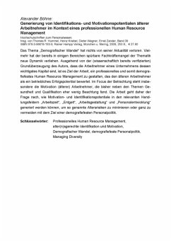 Cover Generierung von Identifikations- und Motivationspotentialen älterer Arbeitnehmer im Kontext eines professionellen Human Resource Management (eBook, PDF)