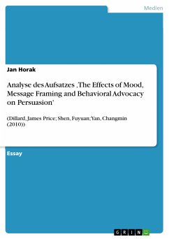 Analyse des Aufsatzes ‚The Effects of Mood, Message Framing and Behavioral Advocacy on Persuasion' (eBook, PDF)