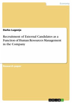 Recruitment of External Candidates as a Function of Human Resources Management in the Company (eBook, ePUB) - Lugonja, Darko