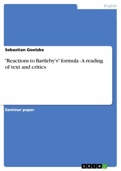 "Reactions to Bartleby's" formula - A reading of text and critics (eBook, PDF)