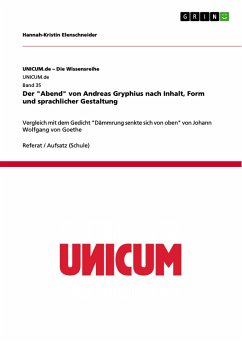 Der &quote;Abend&quote; von Andreas Gryphius nach Inhalt, Form und sprachlicher Gestaltung (eBook, PDF)