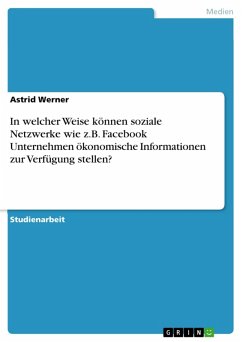 In welcher Weise können soziale Netzwerke wie z.B. Facebook Unternehmen ökonomische Informationen zur Verfügung stellen? (eBook, ePUB) - Werner, Astrid