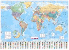 Collins World Wall Laminated Map, Plano - Collins Uk