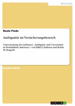 Ambiguität im Versicherungsbereich (eBook, PDF) - Piedo, Beate