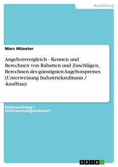 Angebotsvergleich - Kennen und Berechnen von Rabatten und Zuschlägen, Berechnen des günstigsten Angebotspreises (Unterweisung Industriekaufmann / -kauffrau) (eBook, PDF)