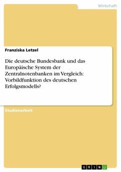 Die deutsche Bundesbank und das Europäische System der Zentralnotenbanken im Vergleich: Vorbildfunktion des deutschen Erfolgsmodells? (eBook, ePUB) - Letzel, Franziska