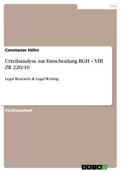 Urteilsanalyse zur Entscheidung BGH − VIII ZR 220/10 (eBook, PDF)