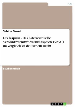 Lex Kaprun - Das österreichische Verbandsverantwortlichkeitsgesetz (VbVG) im Vergleich zu deutschem Recht (eBook, PDF) - Picout, Sabine