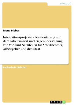 Integrationsprojekte - Positionierung auf dem Arbeitsmarkt und Gegenüberstellung von Vor- und Nachteilen für Arbeitnehmer, Arbeitgeber und den Staat (eBook, PDF) - Bieber, Mona