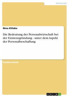 Cover Die Bedeutung der Personalwirtschaft bei der Existenzgründung - unter dem Aspekt der Personalbeschaffung (eBook, ePUB)