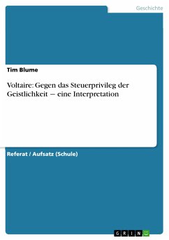 Voltaire: Gegen das Steuerprivileg der Geistlichkeit ‒ eine Interpretation (eBook, PDF) - Blume, Tim