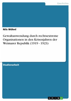 Gewaltanwendung durch rechtsextreme Organisationen in den Krisenjahren der Weimarer Republik (1919 - 1923) (eBook, PDF)