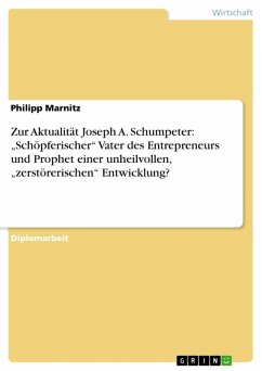 Zur Aktualität Joseph A. Schumpeter: "Schöpferischer" Vater des Entrepreneurs und Prophet einer unheilvollen, "zerstörerischen" Entwicklung? (eBook, ePUB)