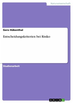 Entscheidungskriterien bei Risiko (eBook, PDF) - Hübenthal, Gero