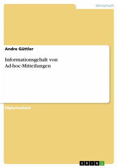 Informationsgehalt von Ad-hoc-Mitteilungen (eBook, PDF) - Güttler, Andre