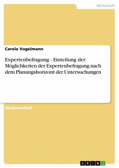 Expertenbefragung - Einteilung der Möglichkeiten der Expertenbefragung nach dem Planungshorizont der Untersuchungen (eBook, PDF)