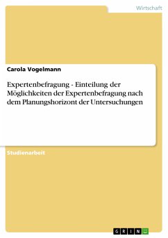 Expertenbefragung - Einteilung der Möglichkeiten der Expertenbefragung nach dem Planungshorizont der Untersuchungen (eBook, PDF) - Vogelmann, Carola