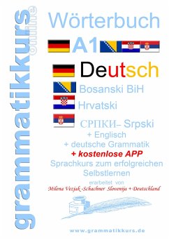 Wörterbuch Deutsch-Englisch-Kroatisch-Bosnisch-Serbisch Niveau A1 - Vezjak-Schachner, Milena