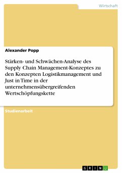 Stärken- und Schwächen-Analyse des Supply Chain Management-Konzeptes zu den Konzepten Logistikmanagement und Just in Time in der unternehmensübergreifenden Wertschöpfungskette (eBook, PDF)