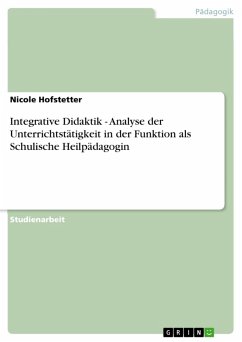 Integrative Didaktik - Analyse der Unterrichtstätigkeit in der Funktion als Schulische Heilpädagogin (eBook, PDF) - Hofstetter, Nicole
