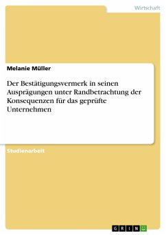 Der Bestätigungsvermerk in seinen Ausprägungen unter Randbetrachtung der Konsequenzen für das geprüfte Unternehmen (eBook, PDF)