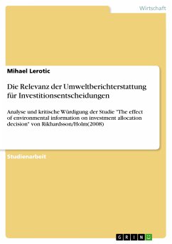 Die Relevanz der Umweltberichterstattung für Investitionsentscheidungen (eBook, PDF)