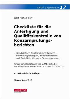 Cover Checkliste für die Anfertigung und Qualitätskontrolle von Konzernprüfungsberichten