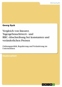 Vergleich von linearer, Tagesgebrauchtwert¿ und RRC¿Abschreibung bei konstanten und veränderlichen Preisen - Dyck, Georg