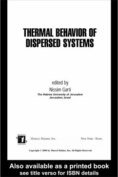 Cover Thermal Behavior of Dispersed Systems (eBook, PDF)