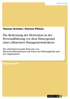 Die Bedeutung der Motivation in der Personalführung vor dem Hintergrund eines effizienten Managementdenkens (eBook, PDF) - Grimme, Thomas; Pflücke, Etienne