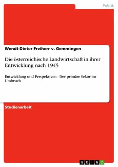 Die österreichische Landwirtschaft in ihrer Entwicklung nach 1945 (eBook, ePUB) - Freiherr v. Gemmingen, Wendt-Dieter