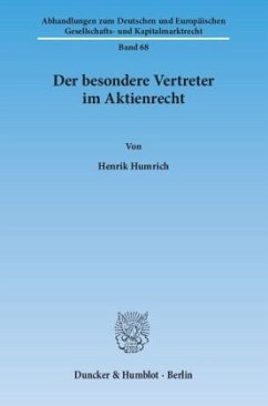 Der besondere Vertreter im Aktienrecht - Humrich, Henrik