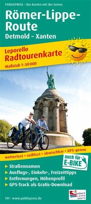 PublicPress Leporello Radwanderkarte Römer-Lippe-Route, Detmold - Xanten